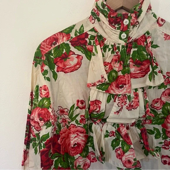 Vintage Betsey Johnson Cabbage Rose Shirt Dress - Picture 6 of 11